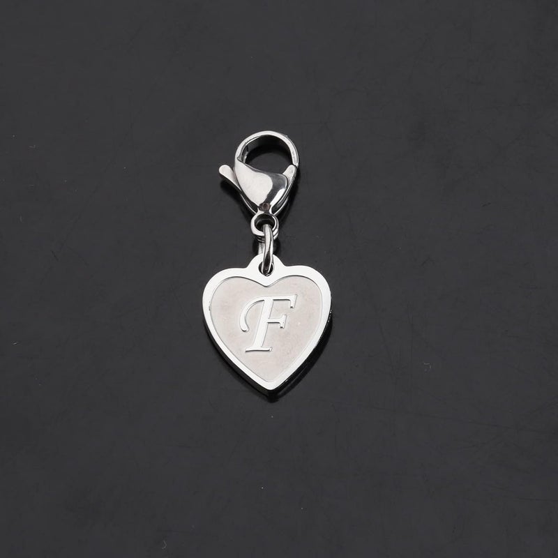 FAADBUK Initial Letter A-Z Alphabet Heart Charms for Jewelry Bracelet Keychain Necklace Initial Stainless steel Clasp Clip on Charm - Image 4